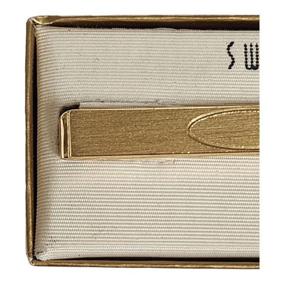 Vintage Engravable Tie Bar Swank Brushed Gold with Original Box - Picture 3 of 5